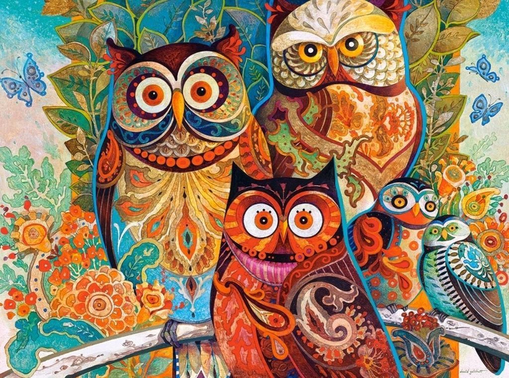Abstract Owls - Van-Go Paint-By-Number Kit - Veooy
