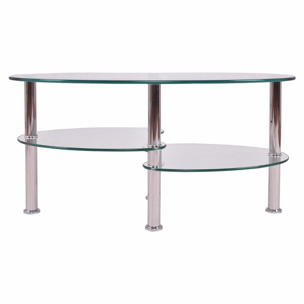 Beatrice - Luxurious Oval Tempered Glass Living Room Coffee Table - Veooy