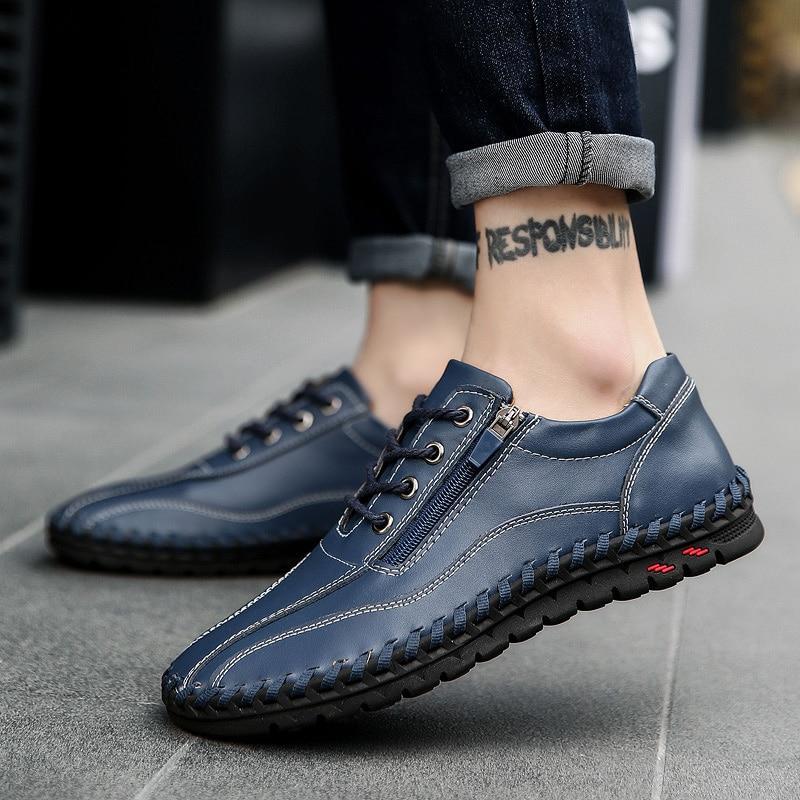 Zip Mens Loafers Fashion Breathable Men Flats Genuine Leather Casual Shoes Designers Moccasins Men Shoes