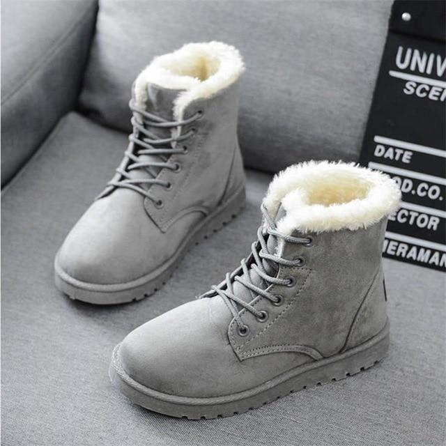 Holly - Fleece Lined Lace Up Snow Boots - Veooy