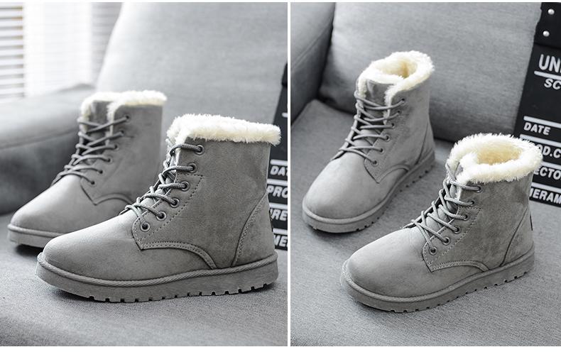 Holly - Fleece Lined Lace Up Snow Boots - Veooy