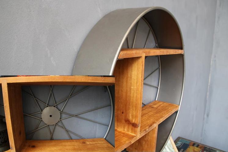 Lau - Wood & Iron Wheel Shelf