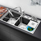 Ross - Stainless Steel Double Countertop Kitchen Sink with Trash Can