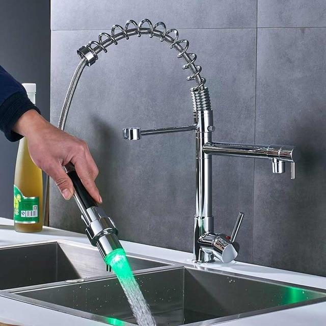 Carylon - LED Kitchen Spring Deck Mounted Faucet - Veooy