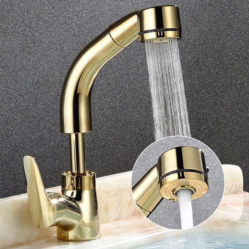 Berta - Pull Out Chrome Finish Bathroom Sink Faucet - Veooy