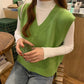 Knitted V-Neck Vest Sweater-veooy