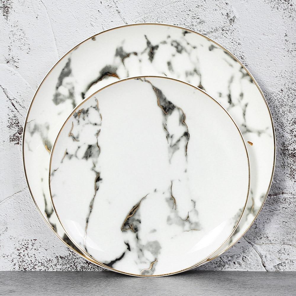 Marble Round Porcelain Dinnerware Set