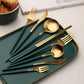 Dark Green & Gold Cutlery Set - Veooy