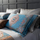 Blue and Gold Oriental Duvet Cover Set - Veooy
