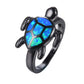 Blue Fire Opal Turtle Ring - Veooy