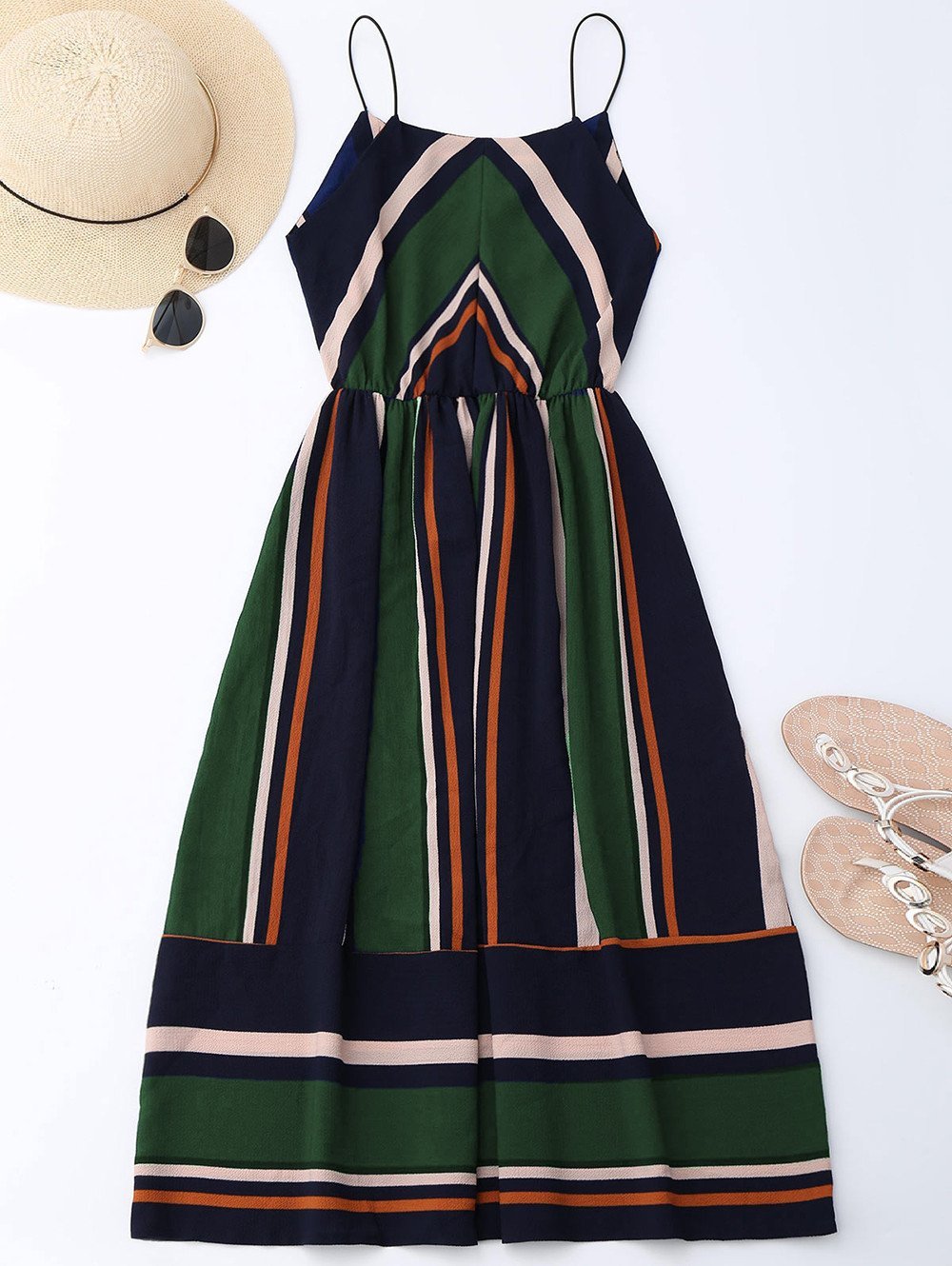 Blu - Striped Midi Dress - Veooy