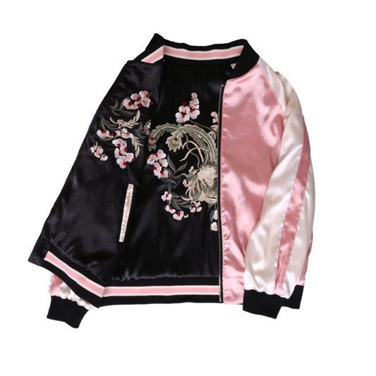 Floral Embroidery  bomber jacket women Harajuku - Veooy