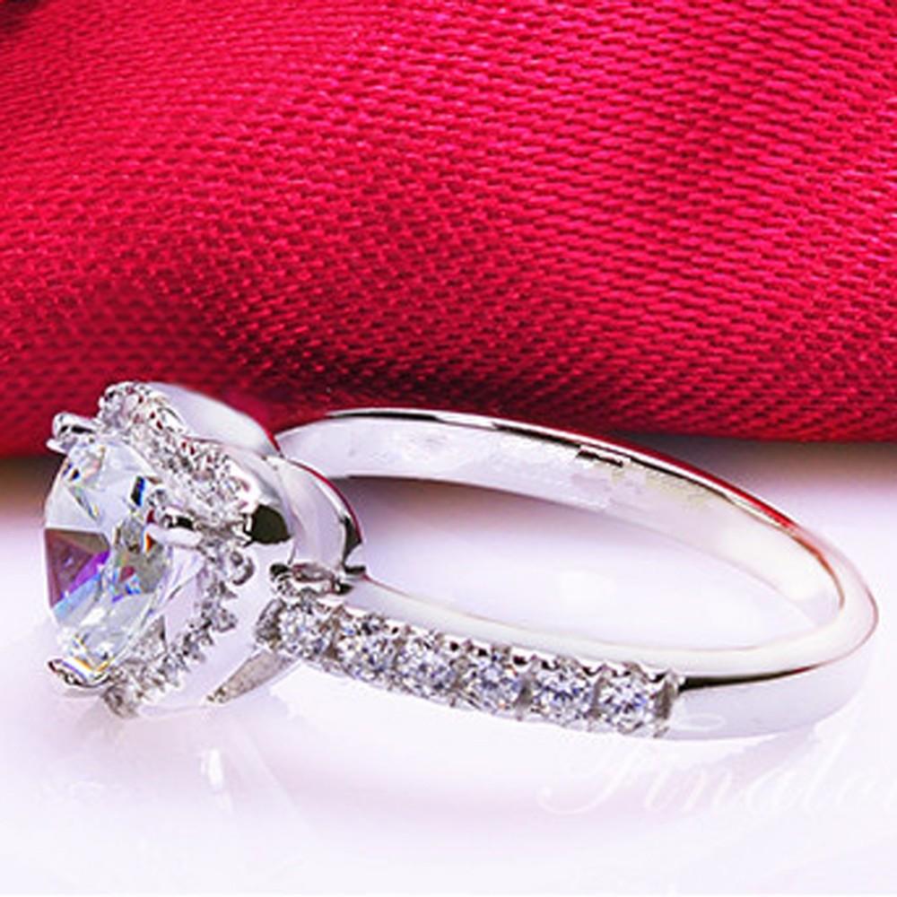 Silver Plated Crystal Love Heart Shaped Ring
