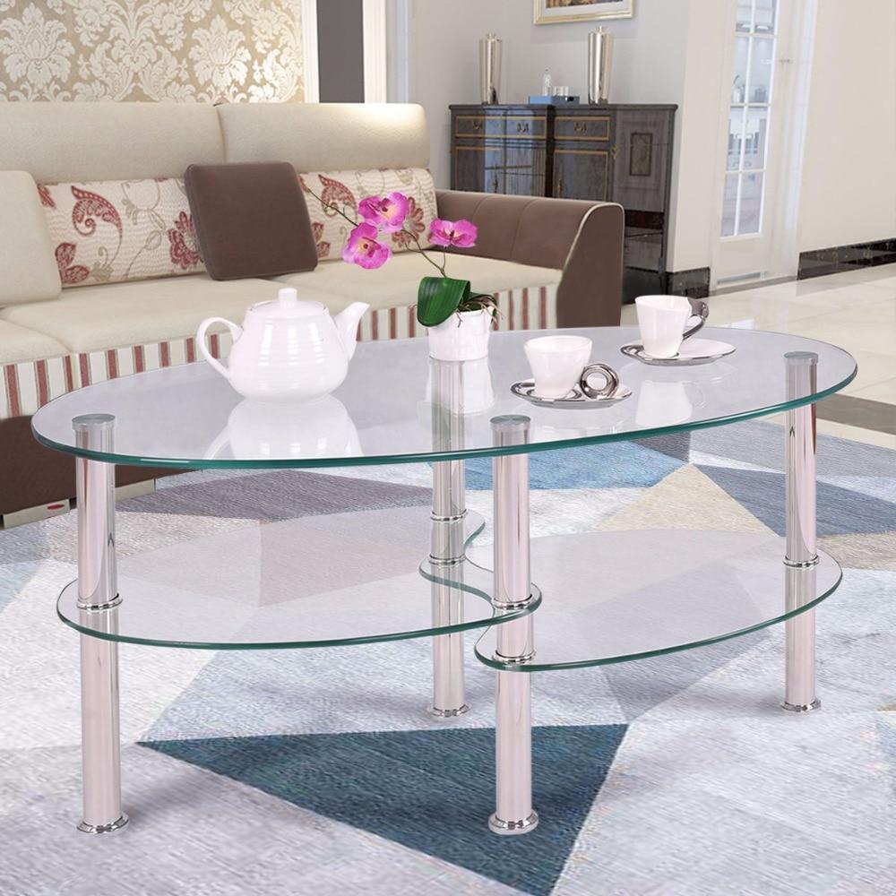 Beatrice - Luxurious Oval Tempered Glass Living Room Coffee Table - Veooy