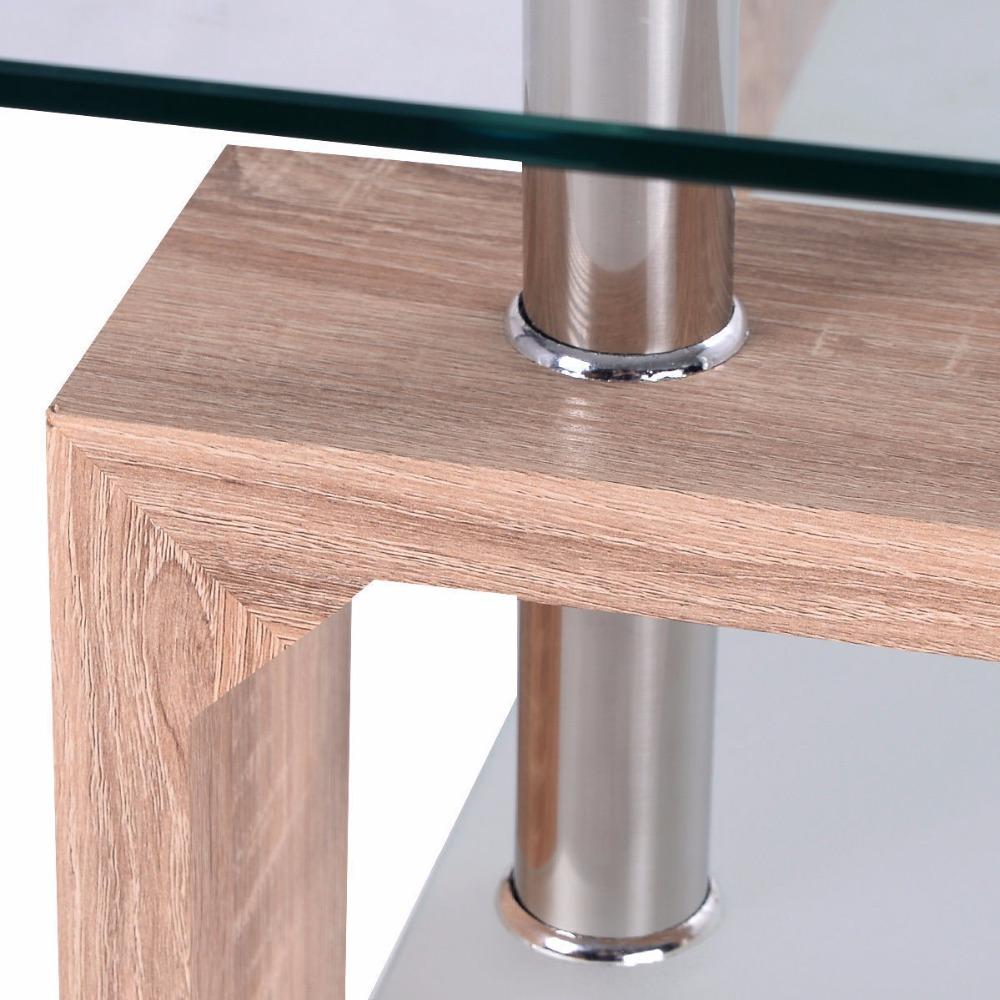 Bertha - Modern Glass Coffee Table with Storage Shelf - Veooy