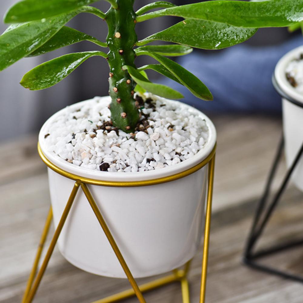 Geometric Ceramic Planter with Stand - Veooy