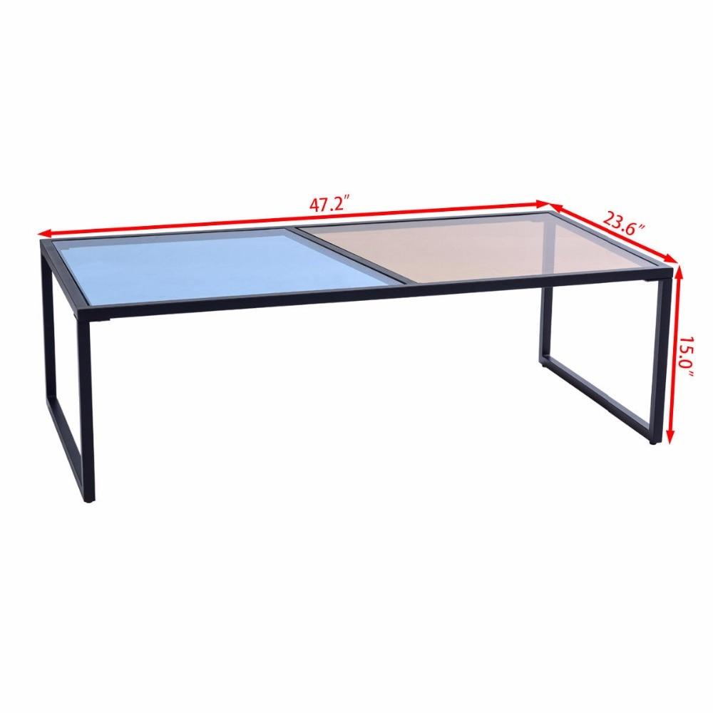 Theo - Rectangle Dual Color Glass Top Coffee Table
