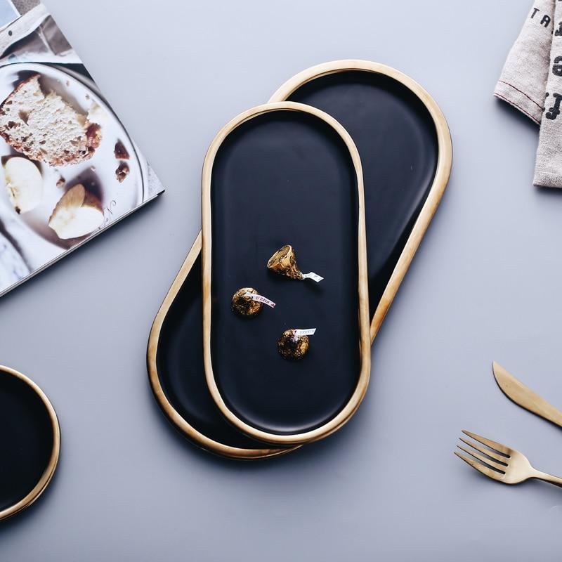 Laurel - Black & Gold Ceramic Jewelry Dish