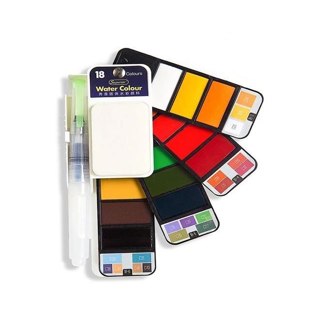 Watercolor Paint Set with Water Brush & Pigment
