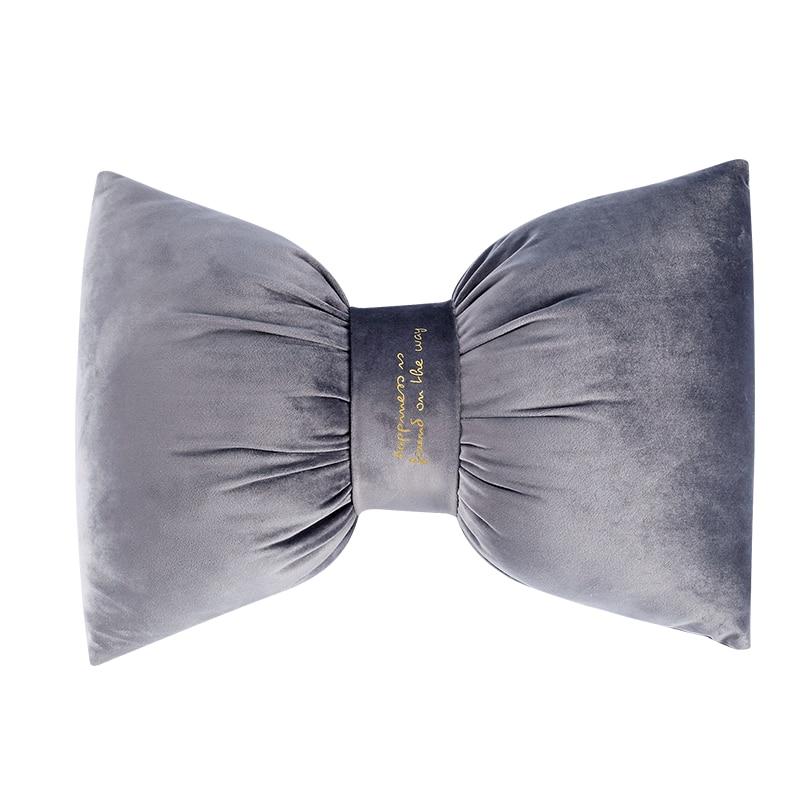 Aria - Bow Knot Neck Support Velvet Pillow - Veooy