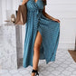 Women's Wrap Dress Maxi long Dress - Short Sleeve Polka Dot Print Summer V Neck Hot Casual Sexy Black Blue Blushing Pink Dark Green S M L XL XXL 3XL
