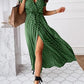 Women's Wrap Dress Maxi long Dress - Short Sleeve Polka Dot Print Summer V Neck Hot Casual Sexy Black Blue Blushing Pink Dark Green S M L XL XXL 3XL