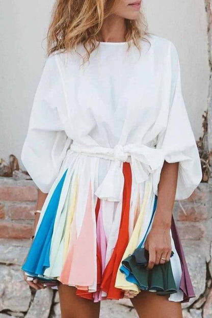 Colorful 3/4 Sleeve Mini Dress 💖