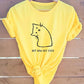 Women's T-shirt Cat Round Neck Tops 100% Cotton Basic Basic Top White Blue Yellow
