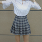 Cute Brown/Blue/pink Plaid Highwaisted Skirt SP178936 - Veooy