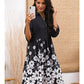 Women's Shift Dress Short Mini Dress - Half Sleeve Black & White Floral Print Summer V Neck Casual Black M L XL XXL 3XL