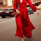 Women's Wrap Dress Maxi long Dress Purple Red Long Sleeve Solid Color Spring Summer V Neck Hot Sexy Going out S M L XL XXL 3XL