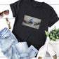 Women's T-shirt Cat Print Round Neck Tops 100% Cotton Basic Basic Top White Black Blue