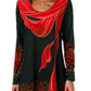 Women's T-shirt Geometric Long Sleeve Round Neck Tops Basic Top Blue Red Green-0207805