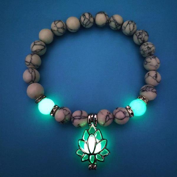 Glow in the Dark Lotus Stone Bracelet - Veooy
