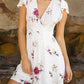 Women's Wrap Dress Short Mini Dress - Short Sleeve Floral Print Summer V Neck Hot White Red S M L XL-0218804